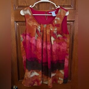 Tara Ryan XL Sleeveless Pullover Blouse Multi Color